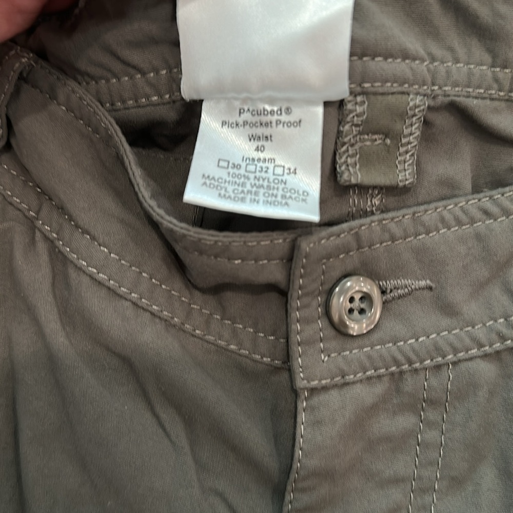 Clothing arts grey olive Cargo pick pocket proof adventure travel shorts - Picture 5 of 10